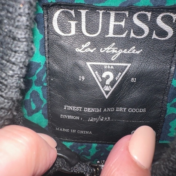 Guess Boys Kids Faux Vegan Leather Full Zip Denim Jean Jacket - Picture 6 of 10